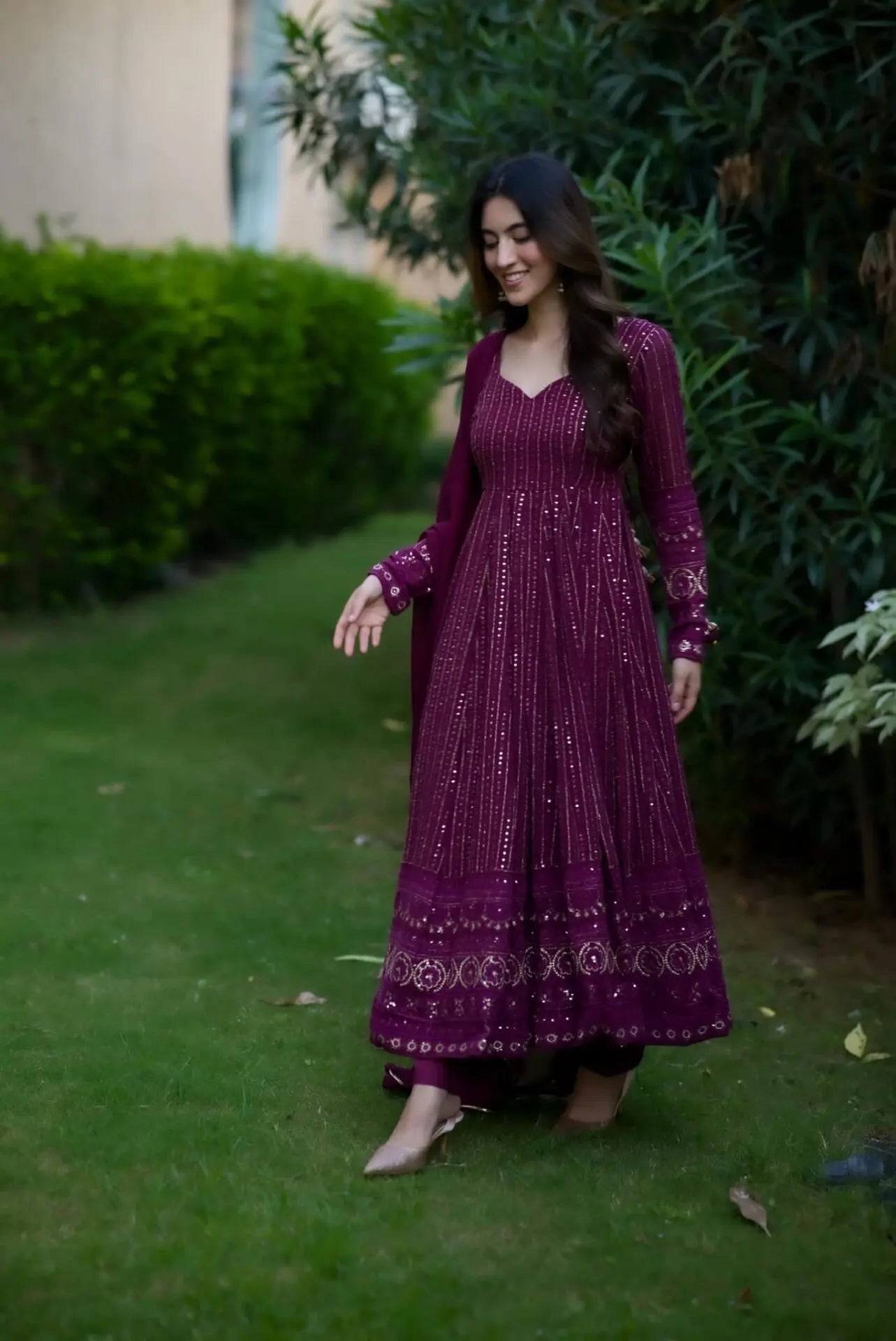 Georgette Kurta Set with Allover Embroidery