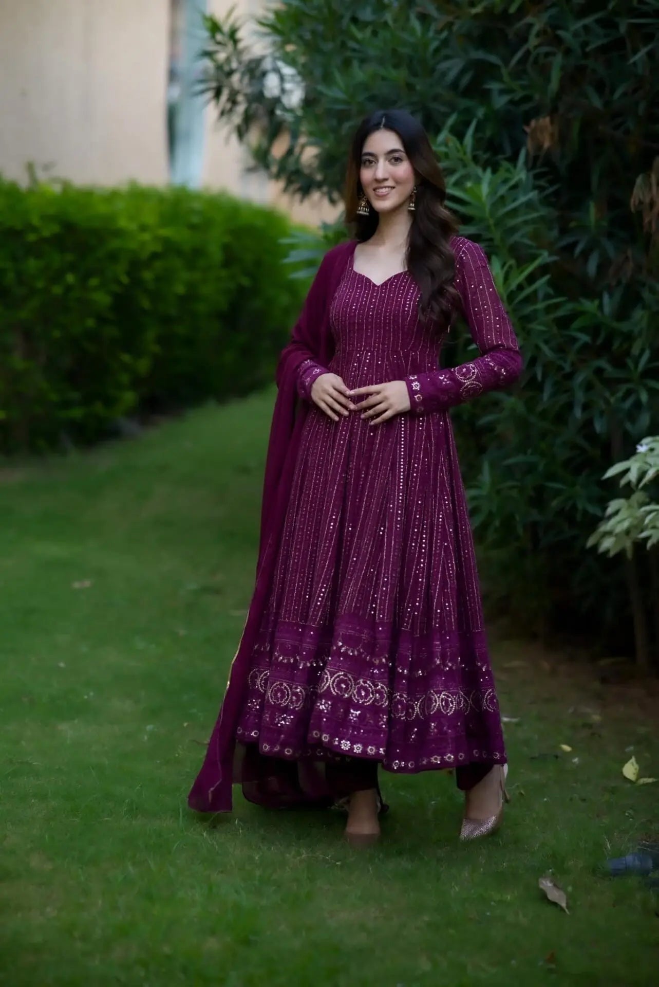 Georgette Kurta Set with Allover Embroidery
