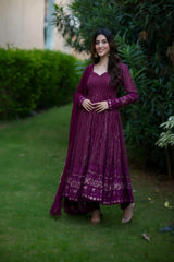 Georgette Kurta Set with Allover Embroidery