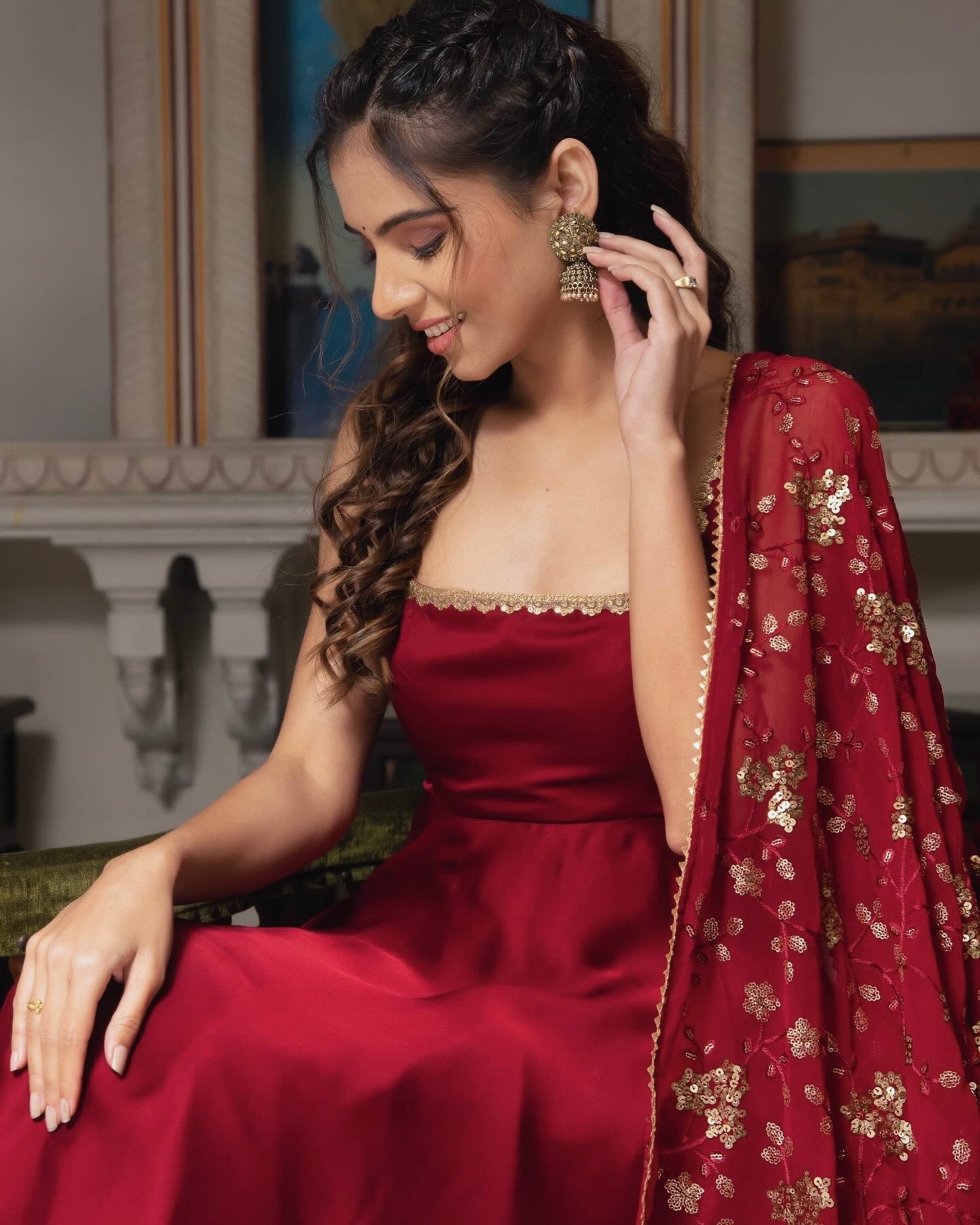 Heavy Faux Georgette Three-Piece Anarkali Suit – Fully Stitched Party & Festival Wear