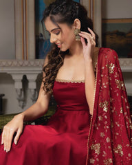 Heavy Faux Georgette Three-Piece Anarkali Suit – Fully Stitched Party & Festival Wear