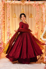 Silk Kurta Set – With Palazzo & Organza Dupatta