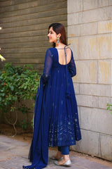 Georgette Embroidered Kurta Set with Cotton Pants & Dupatta | Women's Ethnic Wear