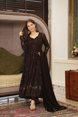 Elegant Georgette Embroidered Kurta Set with Cotton Pants & Georgette Dupatta