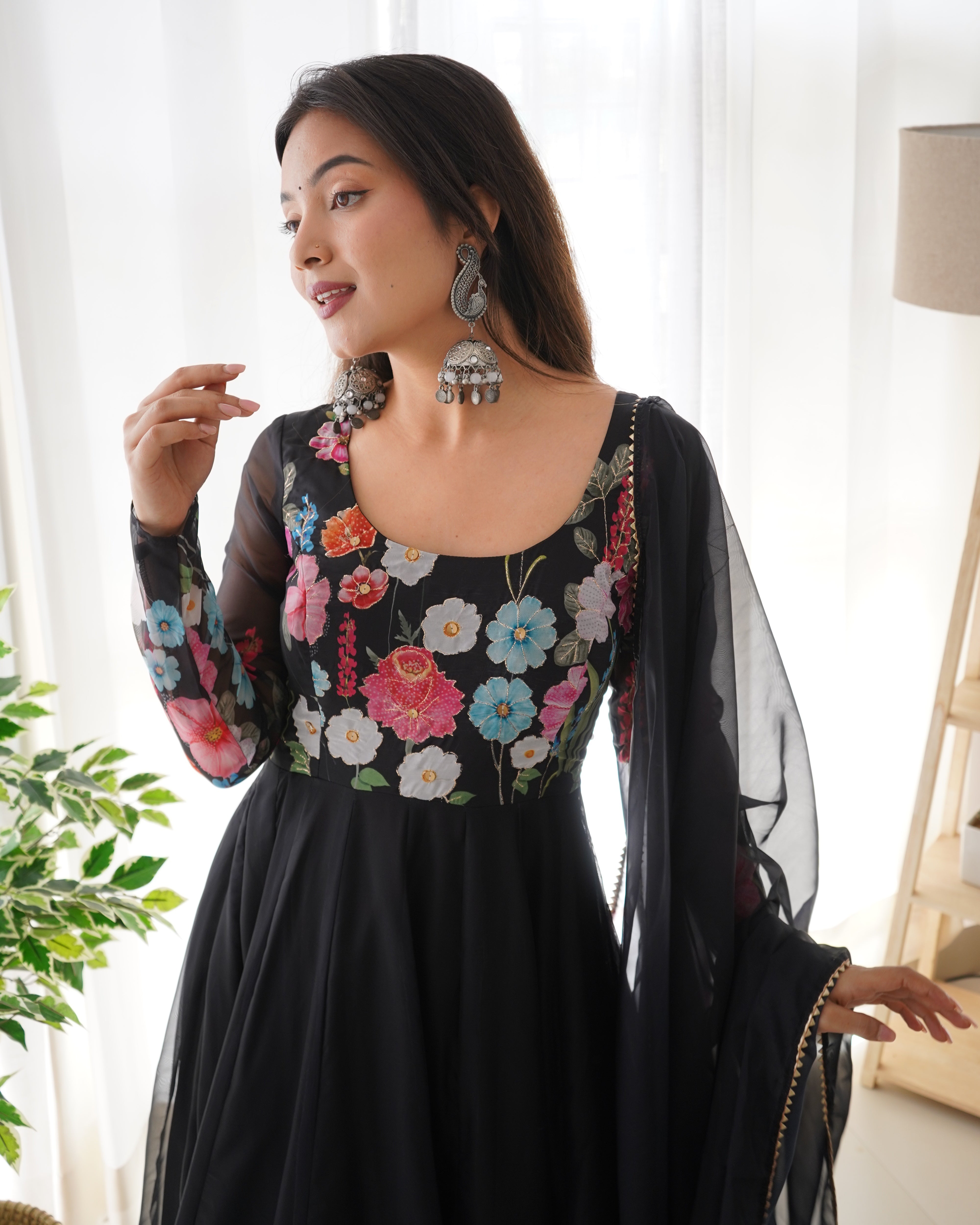 Nitara Black Organza Anarkali Suit