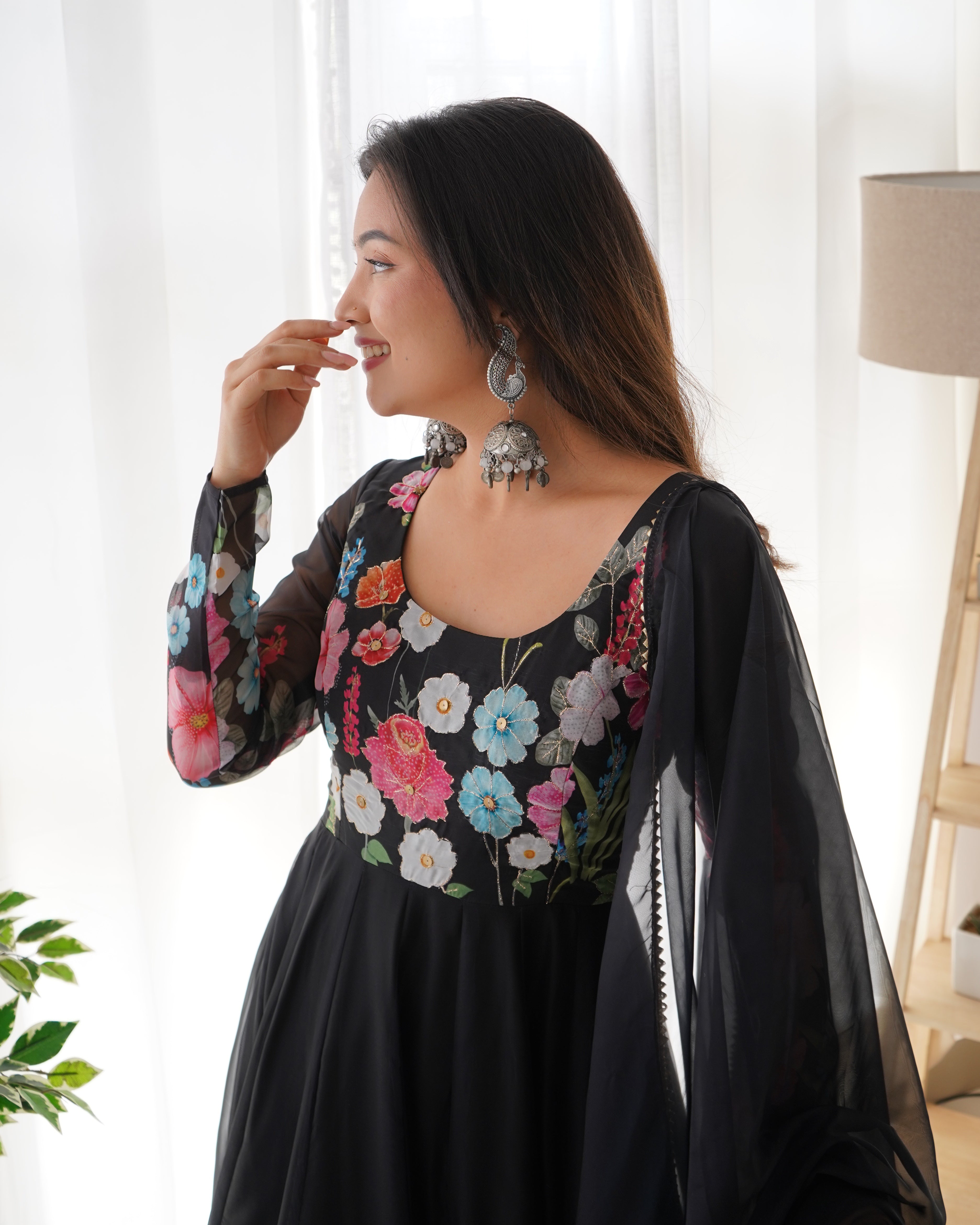 Nitara Black Organza Anarkali Suit