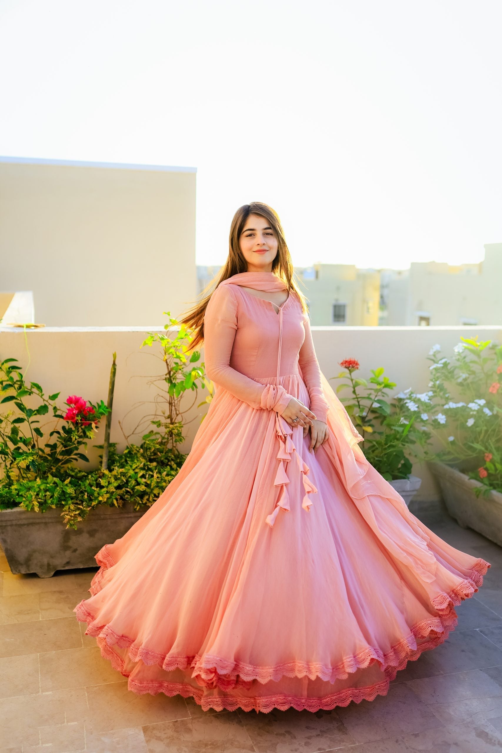Faux Georgette Lace & Tassel Anarkali Suit Set with Elegant Dupatta – Festival & Party Wear