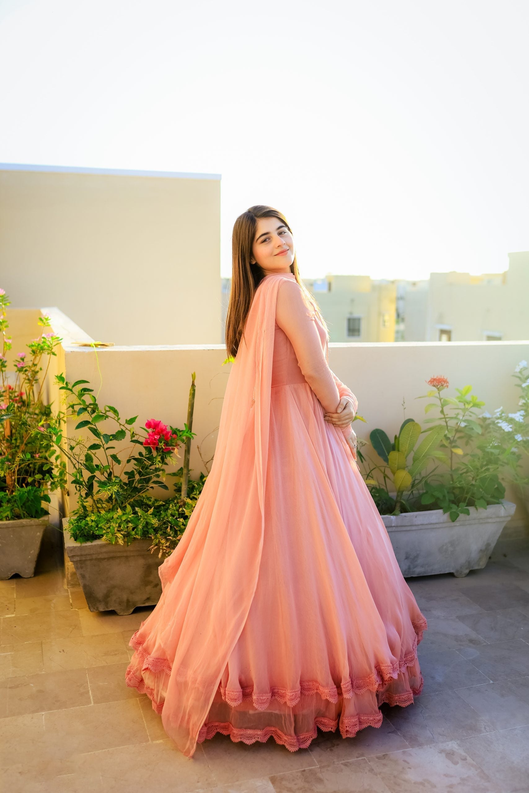 Faux Georgette Lace & Tassel Anarkali Suit Set with Elegant Dupatta – Festival & Party Wear