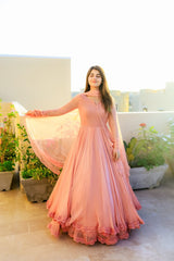 Faux Georgette Lace & Tassel Anarkali Suit Set with Elegant Dupatta – Festival & Party Wear