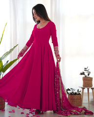 Elegant Heavy Fox Georgette Anarkali Suit with Embroidered Sequins & Lace Work