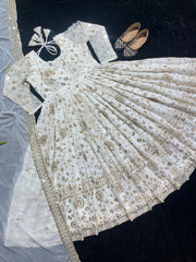Faux Georgette Anarkali Suit – Thread & 9mm Sequins Work