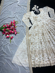Faux Georgette Anarkali Suit – Thread & 9mm Sequins Work