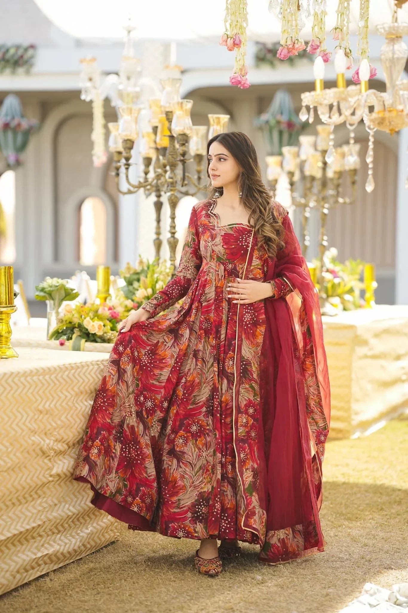 Micro Cotton Maxi with Georgette Dupatta | Stylish Ethnic Wear