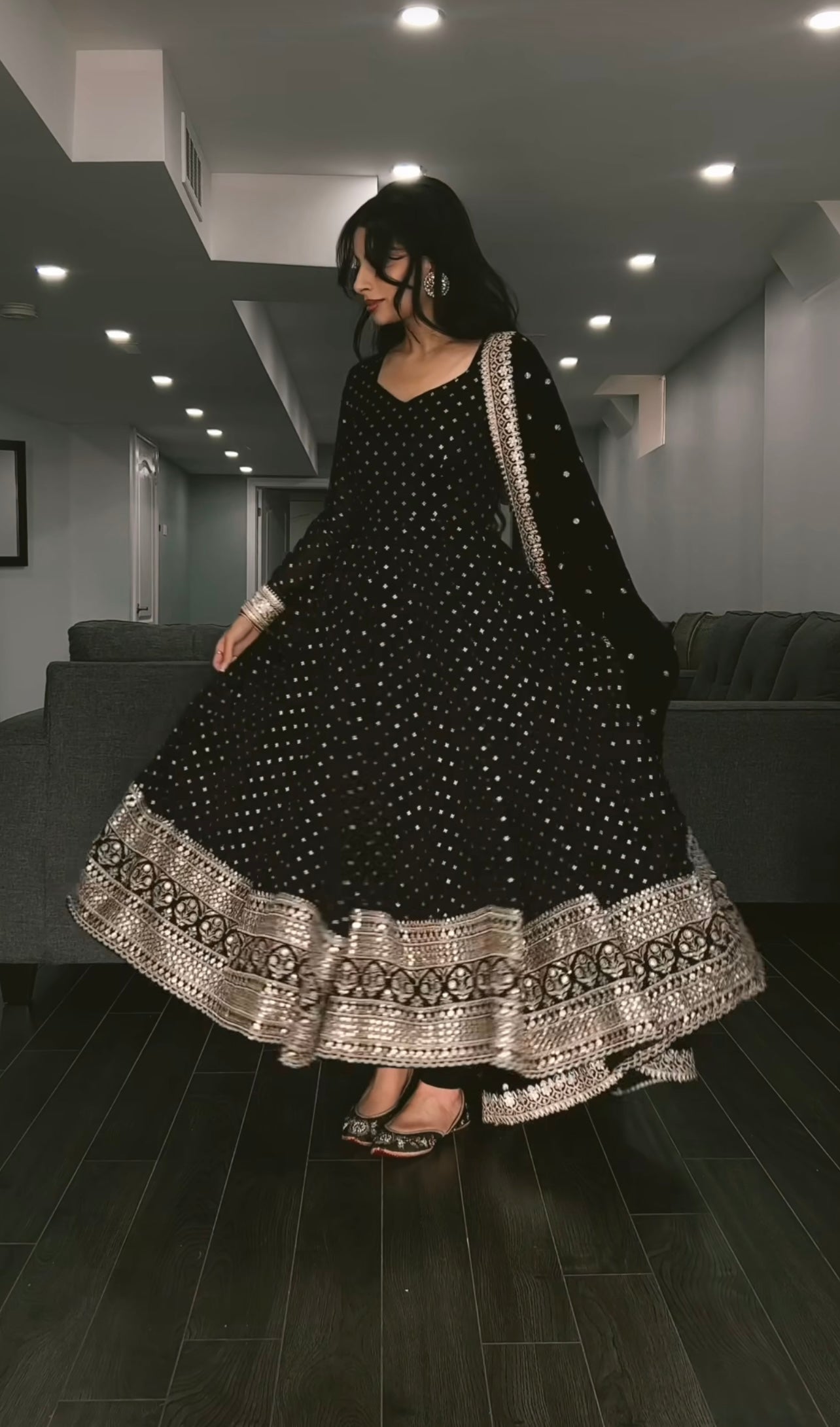 Regal Heavy Georgette Fully Stitched Anarkali Gown with Embroidered Dupatta – Festival & Party Wear