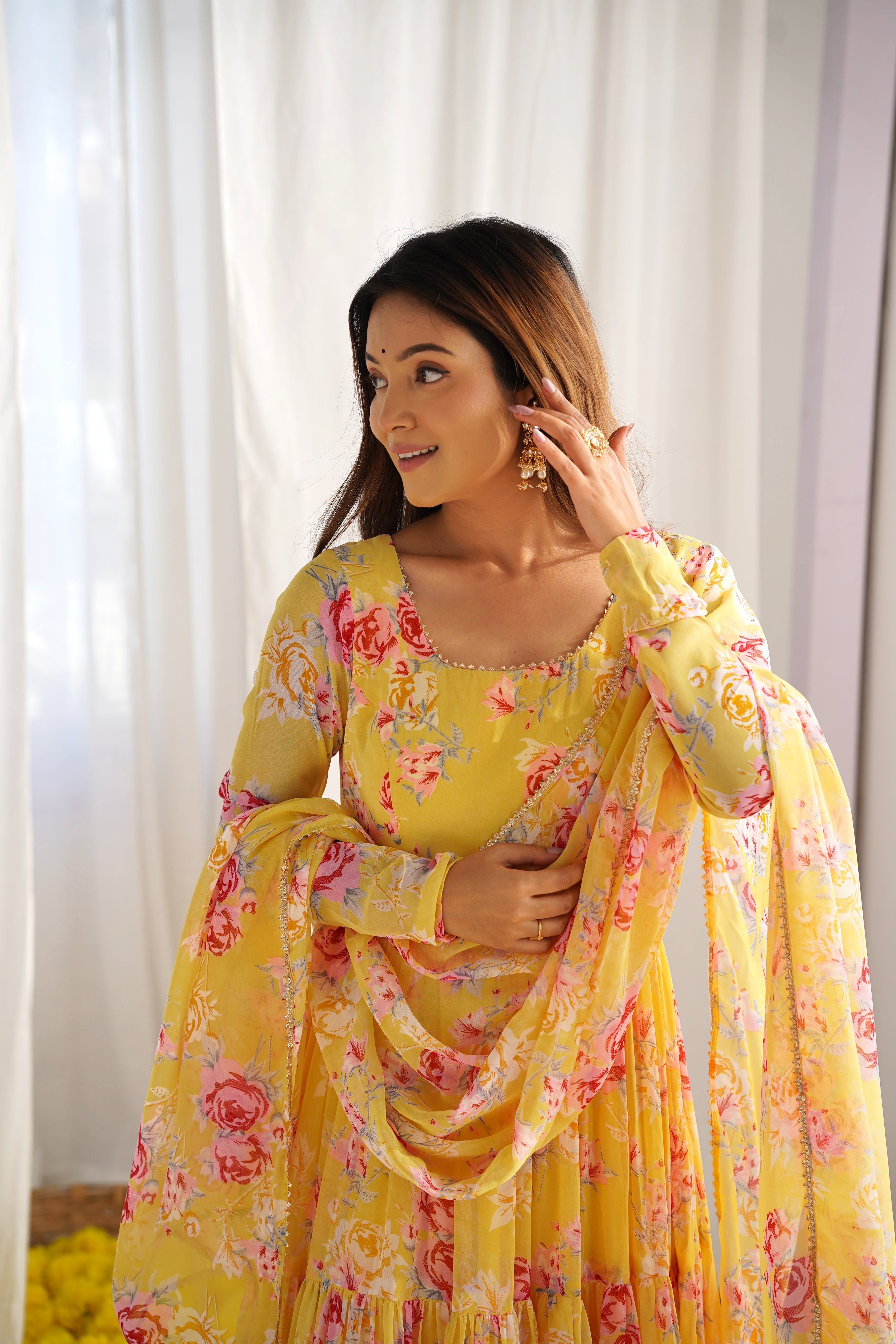 Elegant Frill Georgette Anarkali Suit
