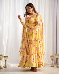 Elegant Frill Georgette Anarkali Suit