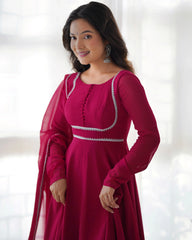 Georgette Anarkali Gown Dupatta Full Set with Pants - Festive Ready to Wear