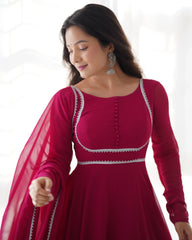 Georgette Anarkali Gown Dupatta Full Set with Pants - Festive Ready to Wear