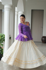 Kora Cotton Lehenga with Gota-Patti Lace & Bandhani Print Full-Stitched Top – Traditional Charm