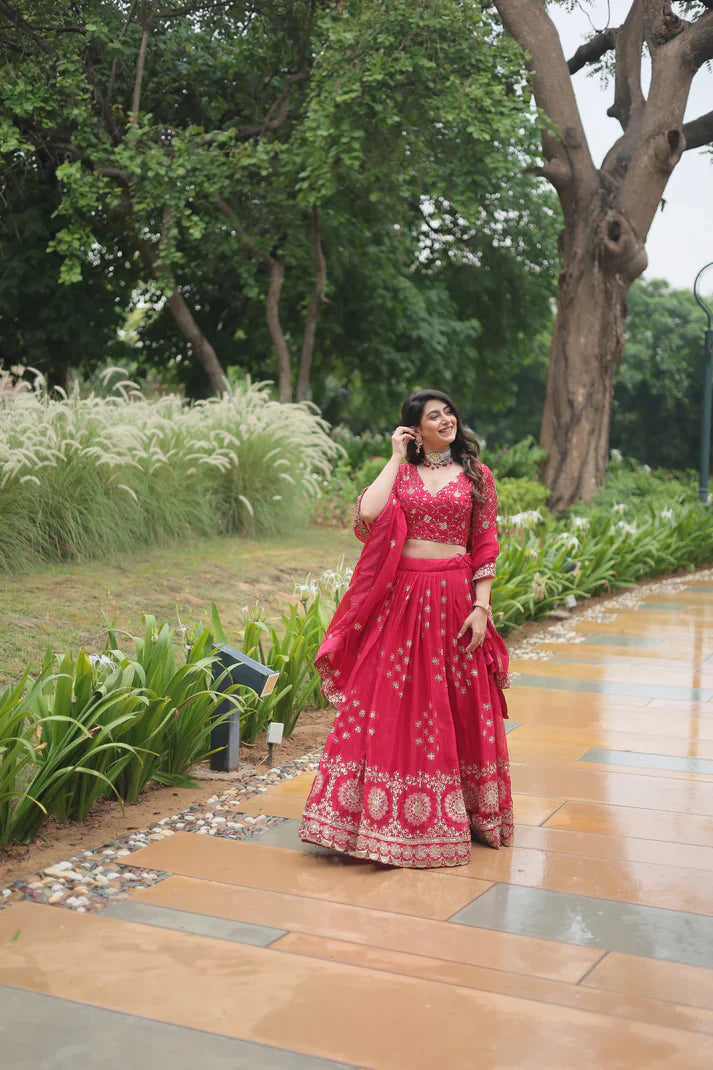 Rangoli Silk Lehenga with Heavy Sequins & Thread Embroidery