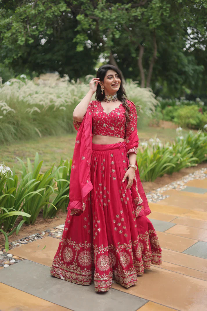 Rangoli Silk Lehenga with Heavy Sequins & Thread Embroidery