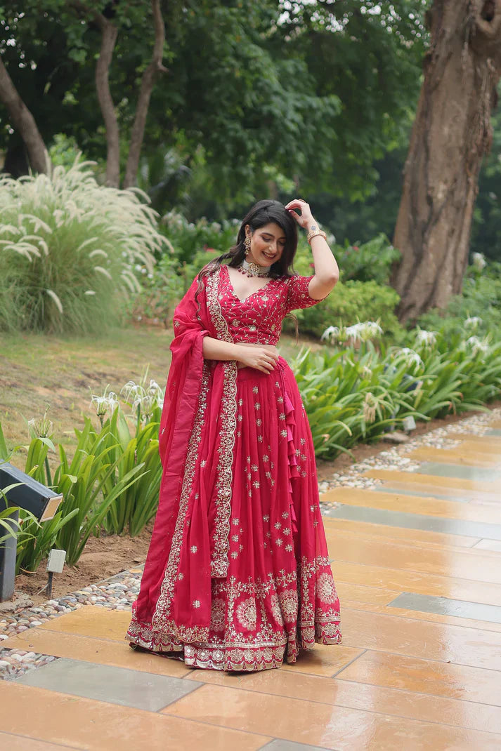 Rangoli Silk Lehenga with Heavy Sequins & Thread Embroidery