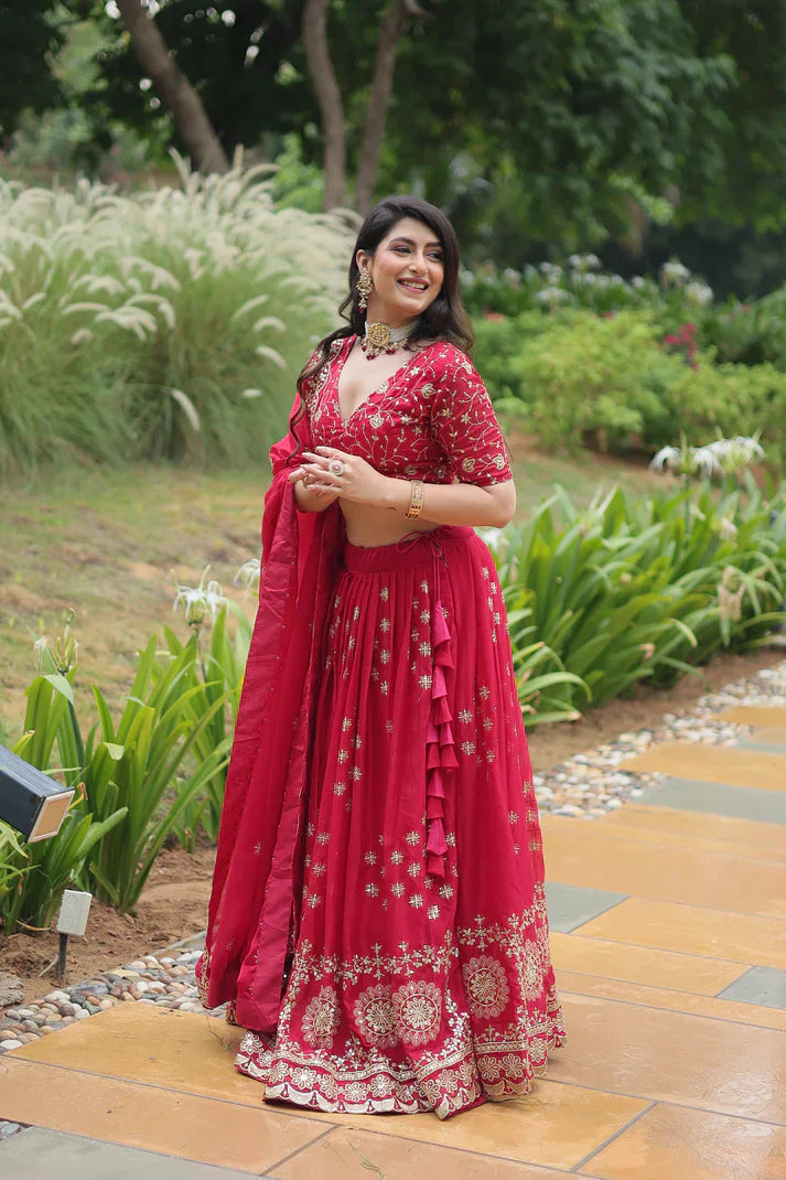 Rangoli Silk Lehenga with Heavy Sequins & Thread Embroidery