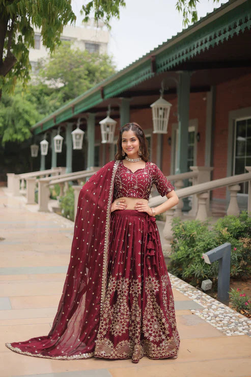 Elegant Rangoli Silk Lehenga Set with Heavy Sequins & Thread Embroidery