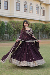Stunning Faux Blooming Georgette Lehenga with Heavy Sequins Embroidery – Full-Stitched, 42 Inch Length