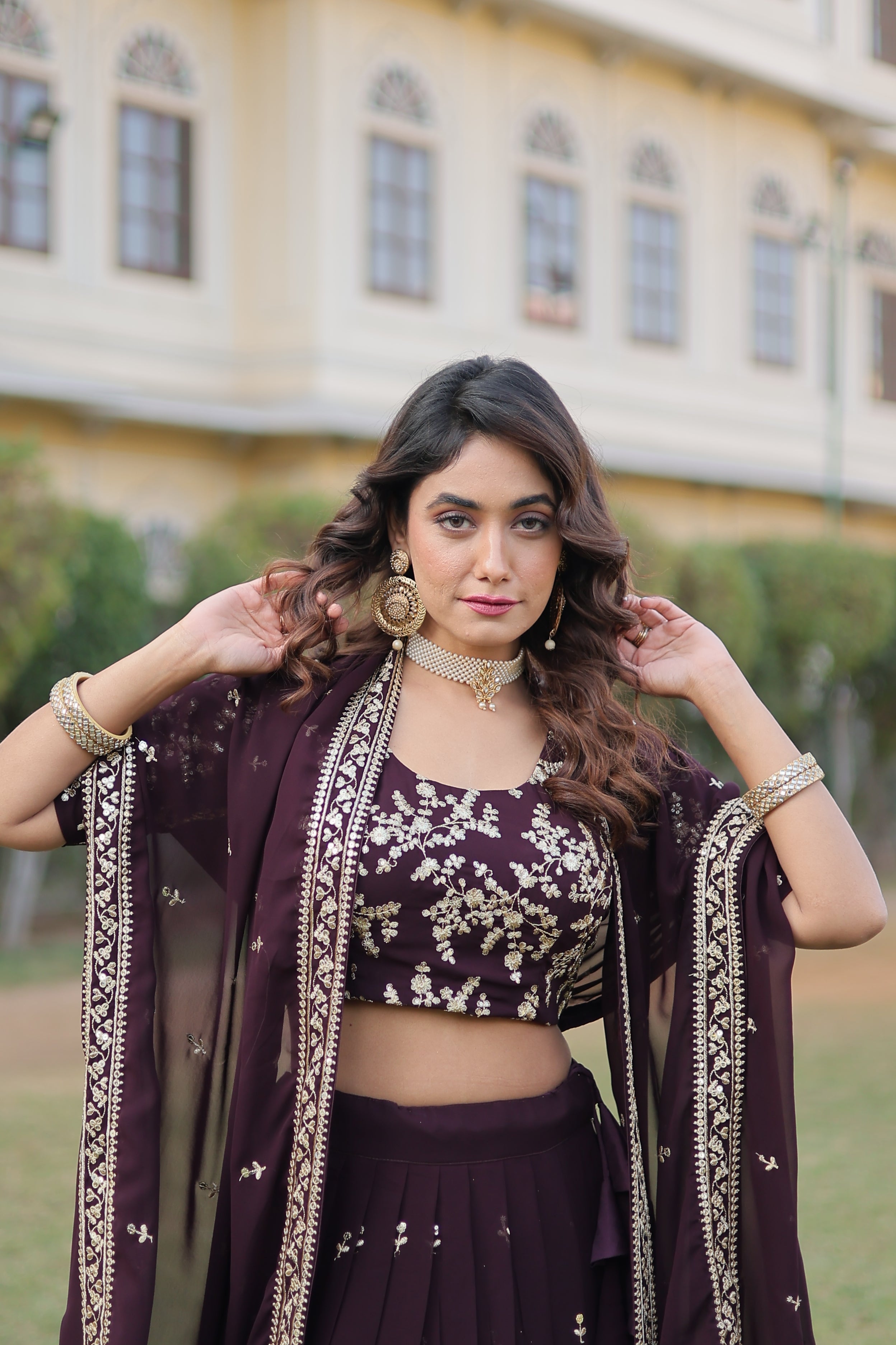 Stunning Faux Blooming Georgette Lehenga with Heavy Sequins Embroidery – Full-Stitched, 42 Inch Length