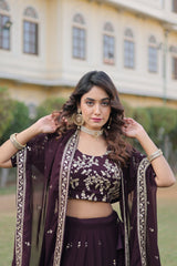Stunning Faux Blooming Georgette Lehenga with Heavy Sequins Embroidery – Full-Stitched, 42 Inch Length