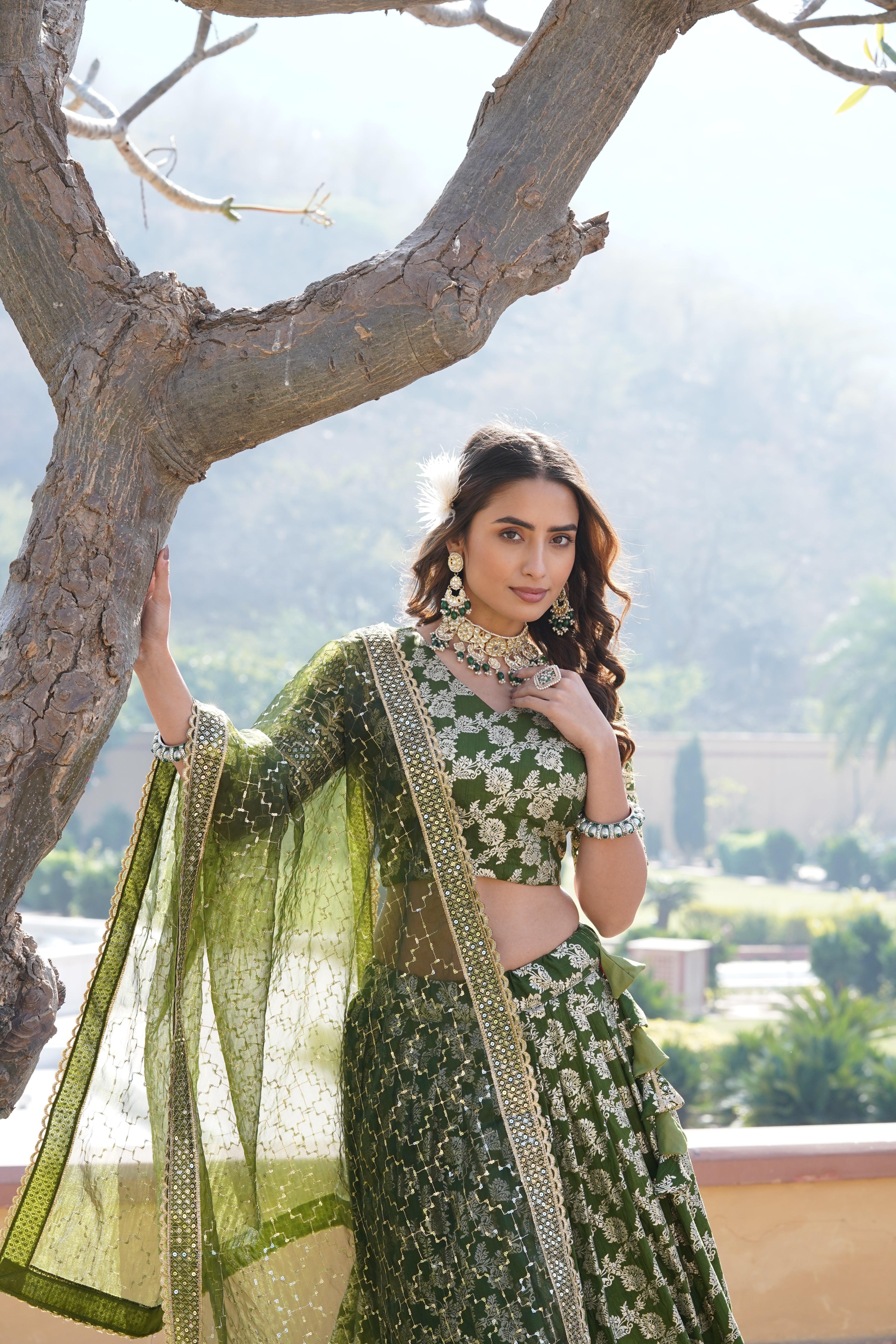 Elegant Viscose Jacquard Lehenga with Sequins Embroidery | Stitched Lehenga Choli