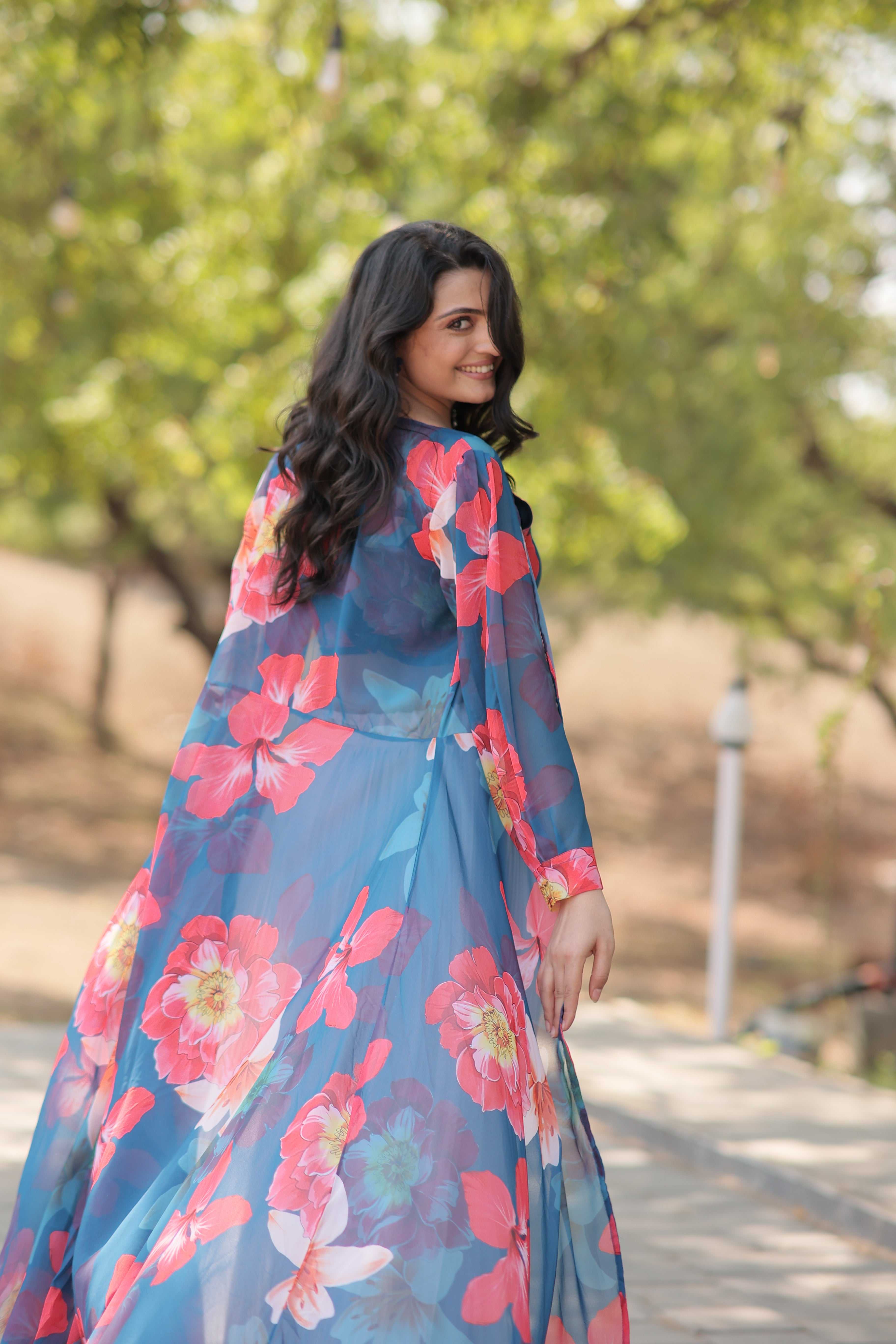 Elegant Faux Georgette Lehenga Set with Digital Floral Print & Matching Shrug | Full-Stitched Ensemble