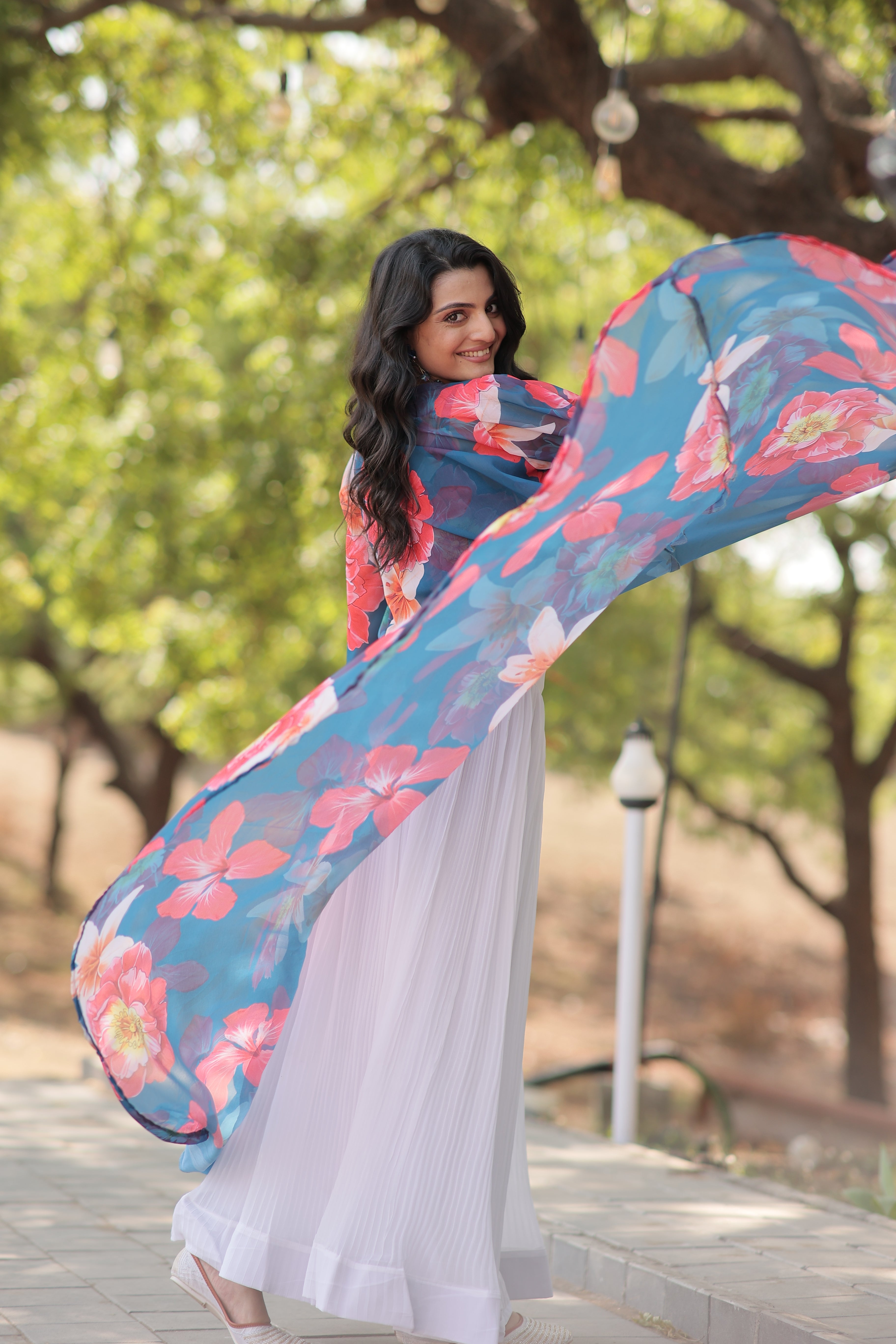Elegant Faux Georgette Lehenga Set with Digital Floral Print & Matching Shrug | Full-Stitched Ensemble