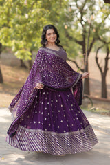 Faux Blooming Lehenga with Heavy Sequins & Thread Embroidery | Full-Stitched Ethnic Wear