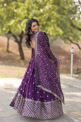 Faux Blooming Lehenga with Heavy Sequins & Thread Embroidery | Full-Stitched Ethnic Wear