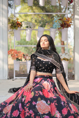 Digital Printed Faux Georgette Lehenga with Heavy Sequins & Embroidery | Elegant Ethnic Wear