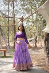 Elegant Full-Stitched Pure Dyable Viscose Jacquard Lehenga with Kalamkari Jari Border & Phantom Blouse