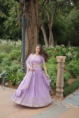 Fully Stitched Dyable Viscose Jacquard Lehenga with Gold Sequin Embroidery – Customizable Festive Wear