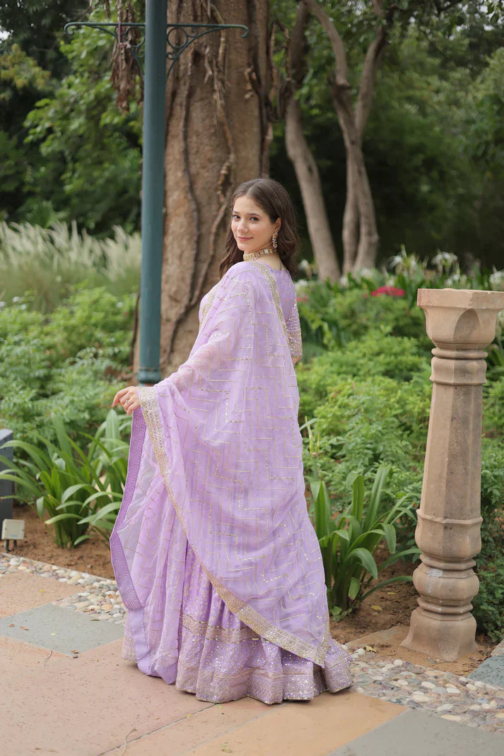 Fully Stitched Dyable Viscose Jacquard Lehenga with Gold Sequin Embroidery – Customizable Festive Wear