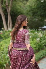 Full-Stitched Dyable Viscose Jacquard Lehenga with Golden Sequins Embroidery
