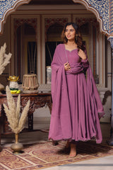Elegant Faux Georgette Embroidered Anarkali Suit – Three-Piece Set