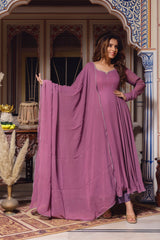 Elegant Faux Georgette Embroidered Anarkali Suit – Three-Piece Set