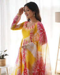 Organza Silk Anarkali Suit with Gota Patti Dupatta – Peach Pink