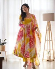 Organza Silk Anarkali Suit with Gota Patti Dupatta – Peach Pink