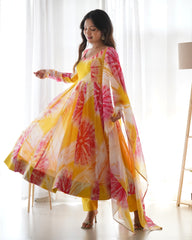 Organza Silk Anarkali Suit with Gota Patti Dupatta – Peach Pink