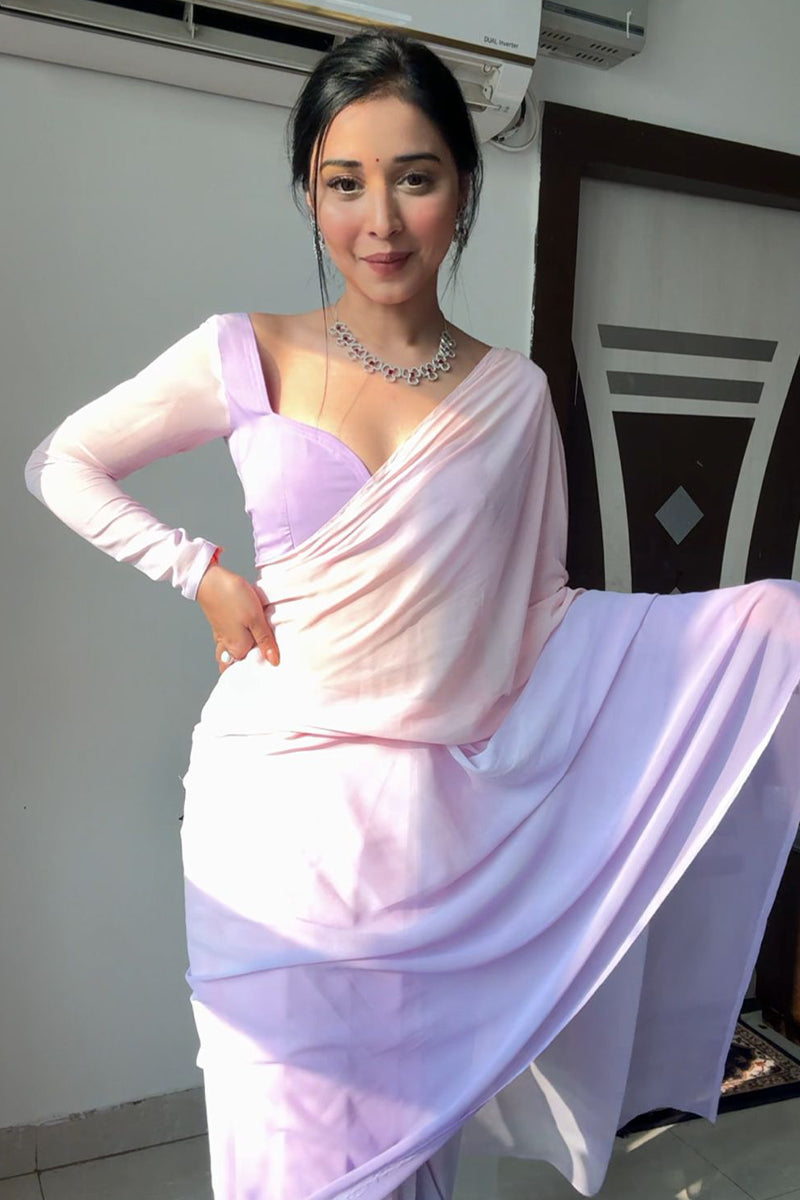 Lavender and Pink Georgette Saree