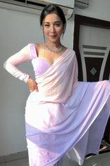 Lavender and Pink Georgette Saree