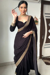 Velvet Saree With Blouse Piece