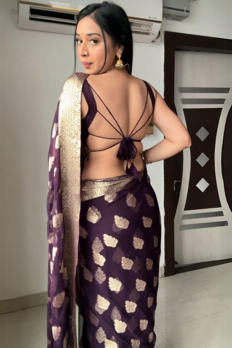Dark Purple Cotton Silk Saree